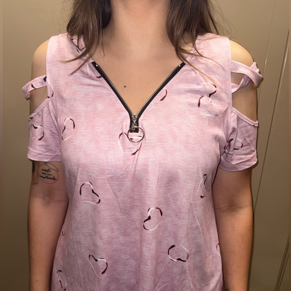 Pink Heart Cutout Top/Dress with Zipper